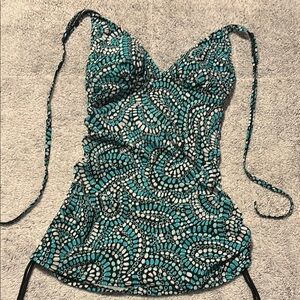 Croft & Barrow Teal and White Patterned Swimsuit